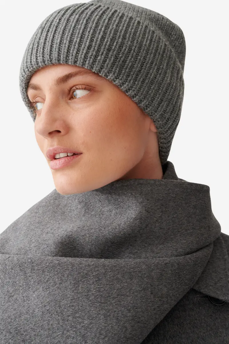 Chunky Wool Beanie Grey Melange