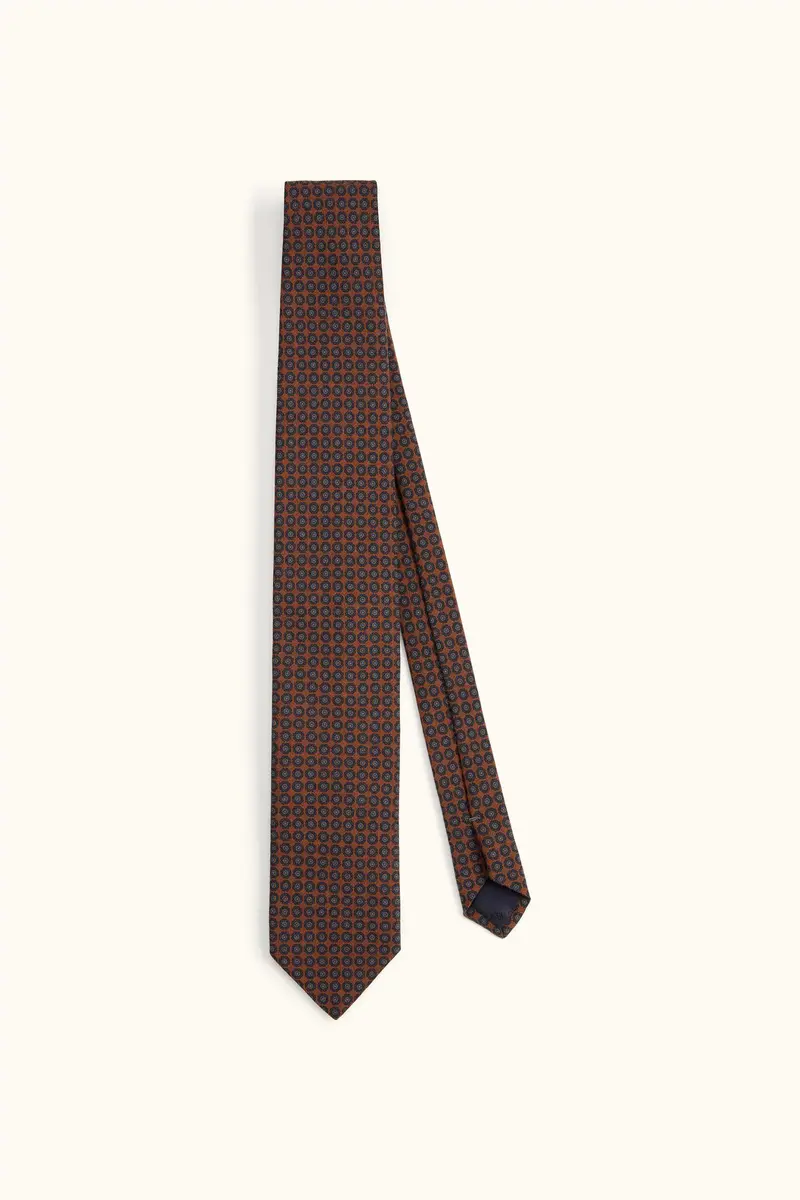 Circle Wool Tie Leather Rust Brown