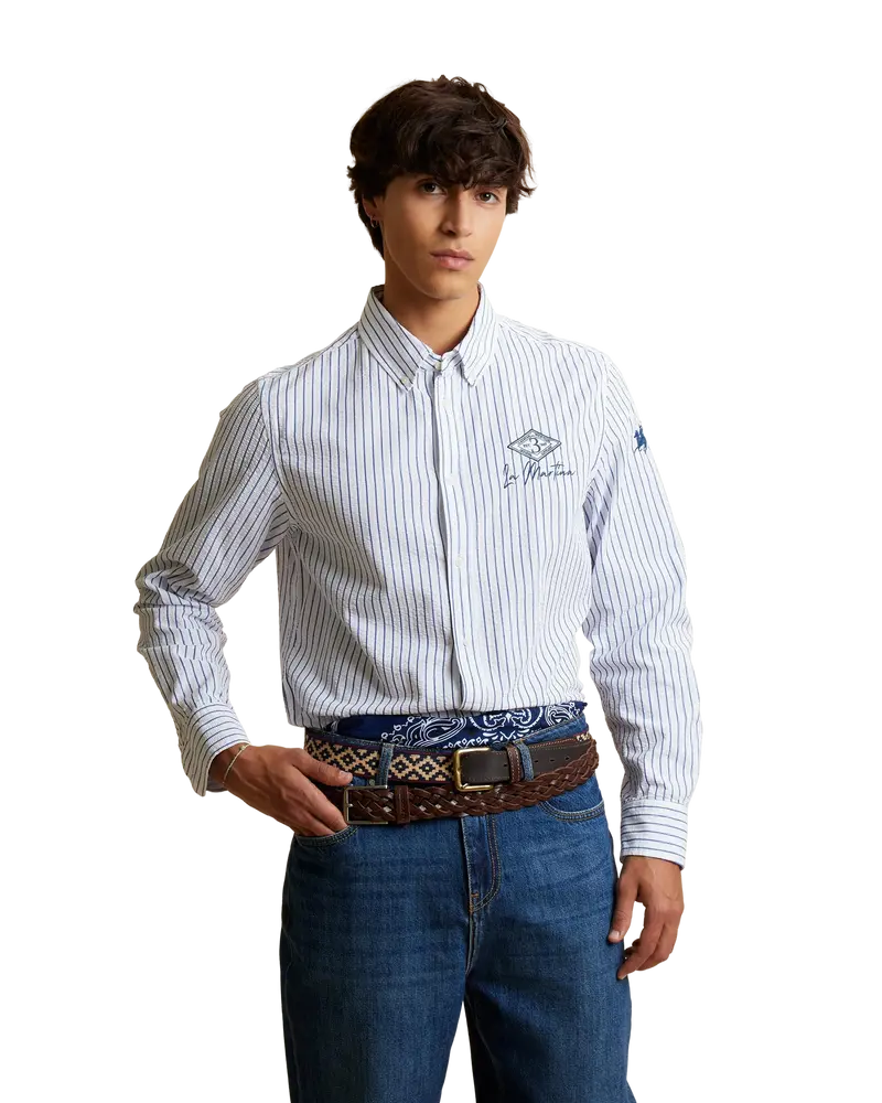Cisco Seersucker Skjorte – Optic White / Ensign Blue