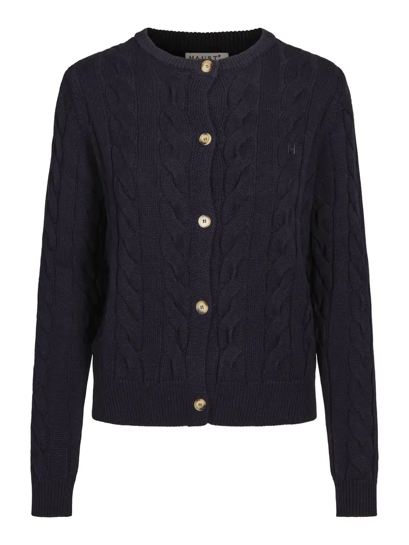 Classic cable knitted cardigan Marineblå