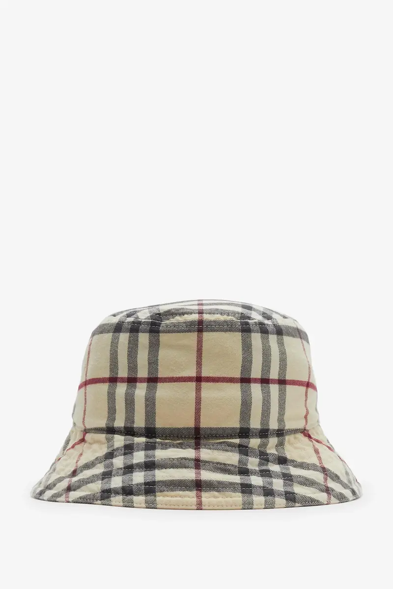 Classic Check Cotton Bucket Hat Stone