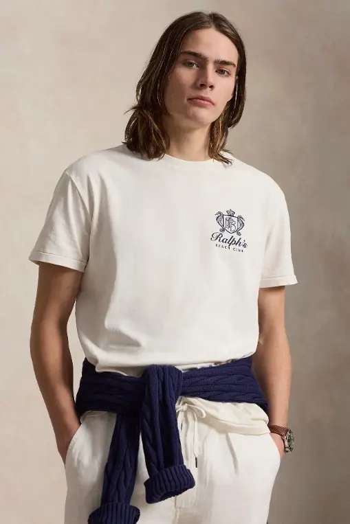 Classic Fit Jersey Graphic T-Shirt Deckwash White