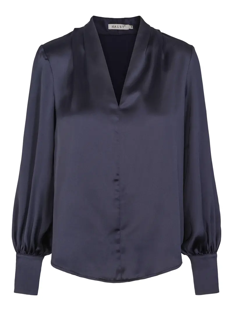 Classic V-neck blouse Marineblå