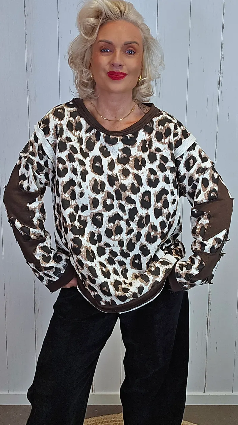 Cleo leopardgenser med stjerne creme