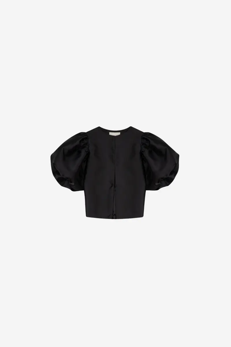 Cleo pouf sleeve blouse Black