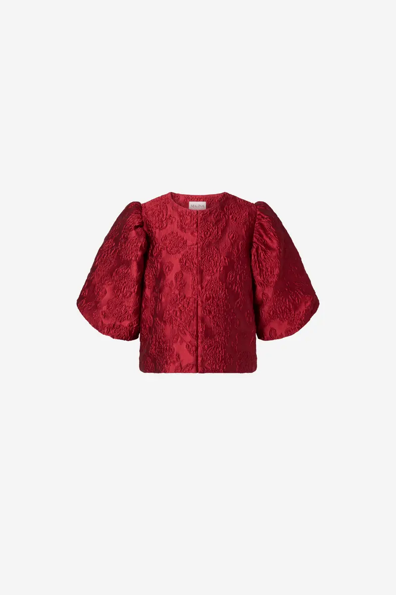 Cleo Pouf Sleeve Blouse Deep Red