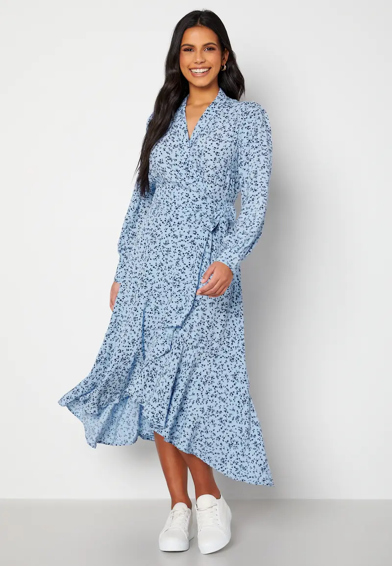 Clora LS Midi Wrap Dress