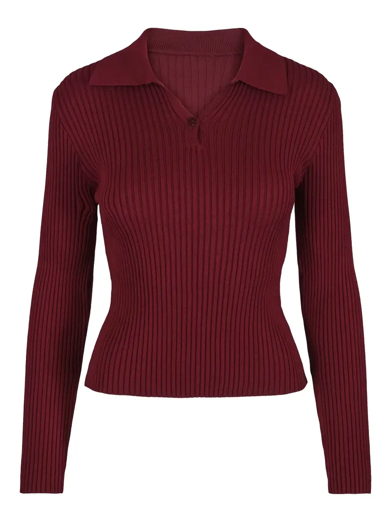 Collar rib knit pullover Burgundy