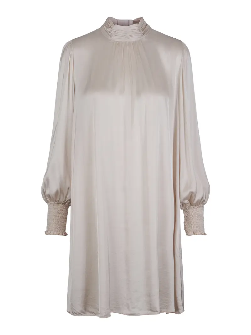 Collar satin strtech dress Ecry