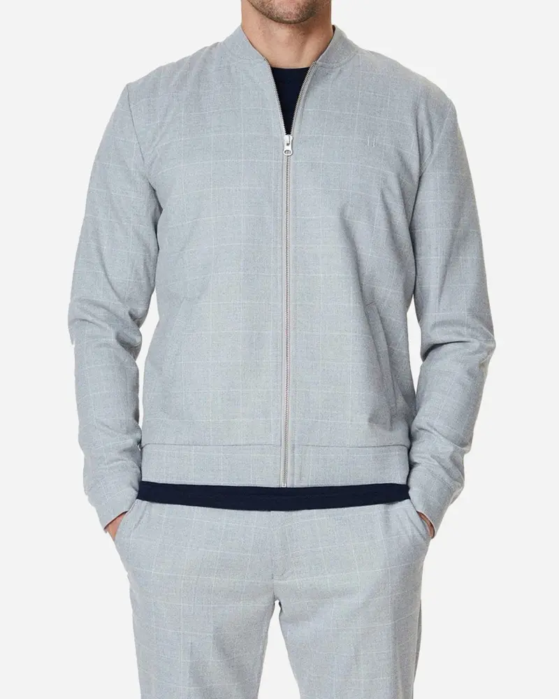 Como Check Bomber Jacket - Grey Melange