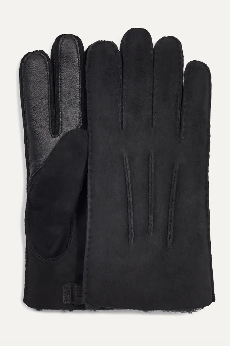 Contrast Sheepskin Tech Glove Black