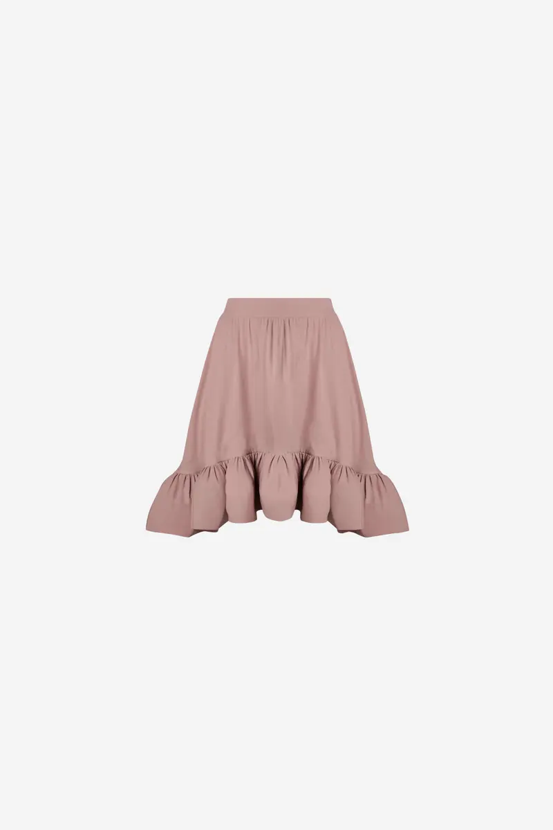 Cori Ruffled Hem Mini Skirt Taupe
