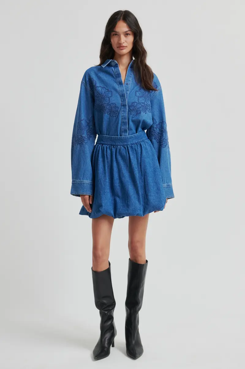 Cornelia Denim Mini Balloon Skirt