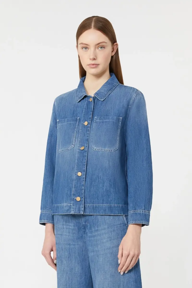 Cotton and Linen Denim Jacket Midnight Blue