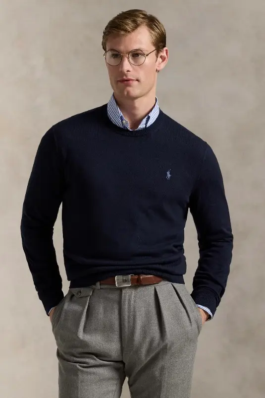 Cotton-Cashmere Crewneck Jumper Hunter Navy