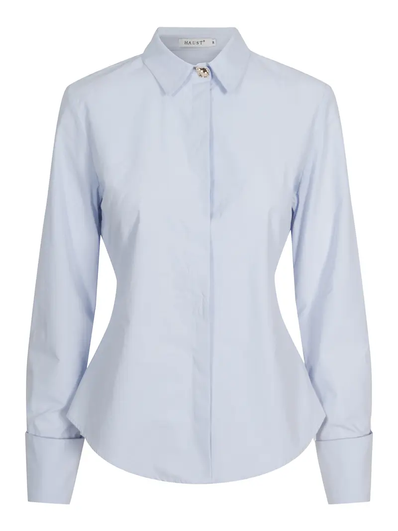 Cotton pleat blouse Light Blue
