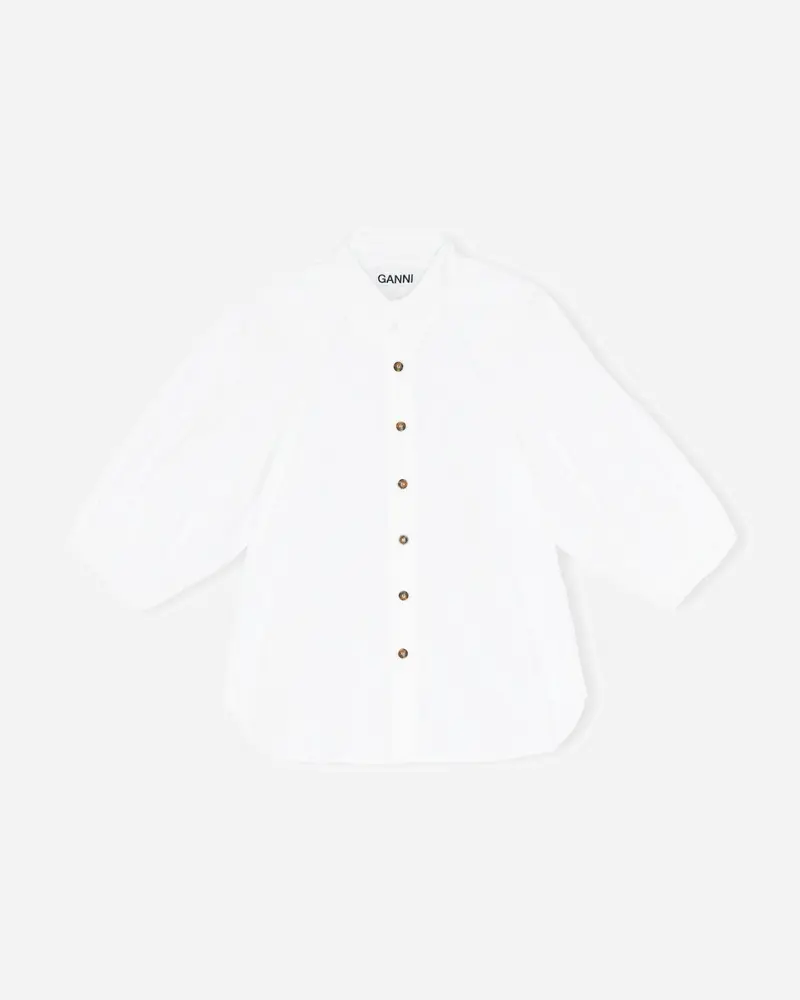 Cotton Poplin 3/4 Sleeve - White