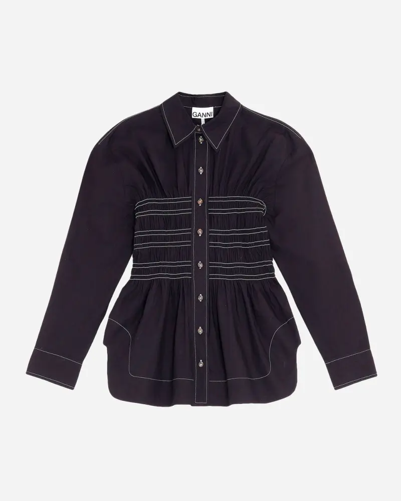 Cotton Poplin Blouse - Black