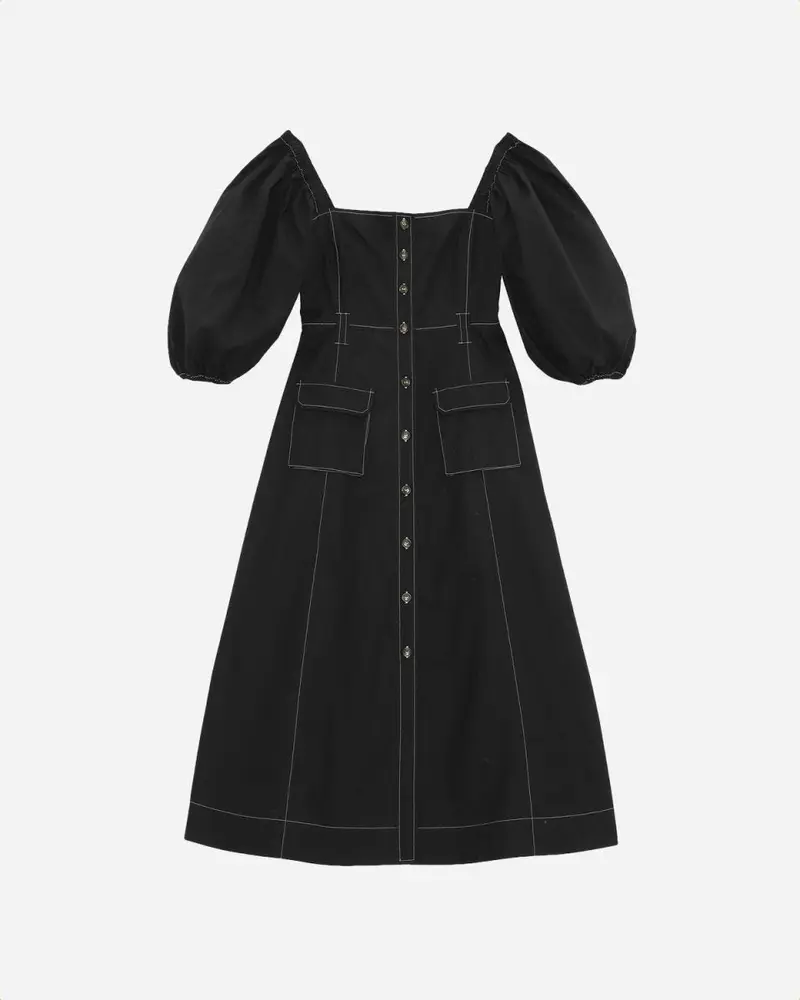 Cotton Poplin Dress - Black