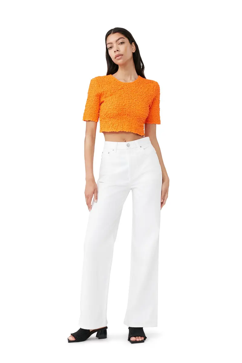Cotton Poplin O-neck Cropped Smock Top