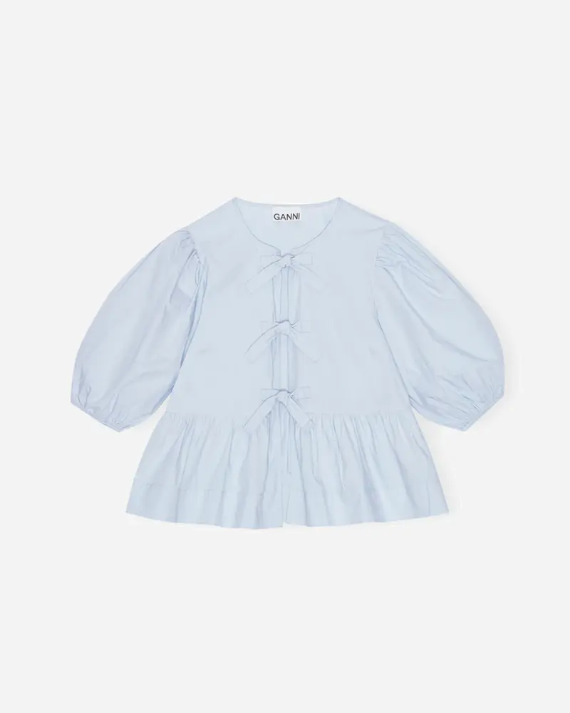 Cotton Poplin Peplum Blouse - Heather