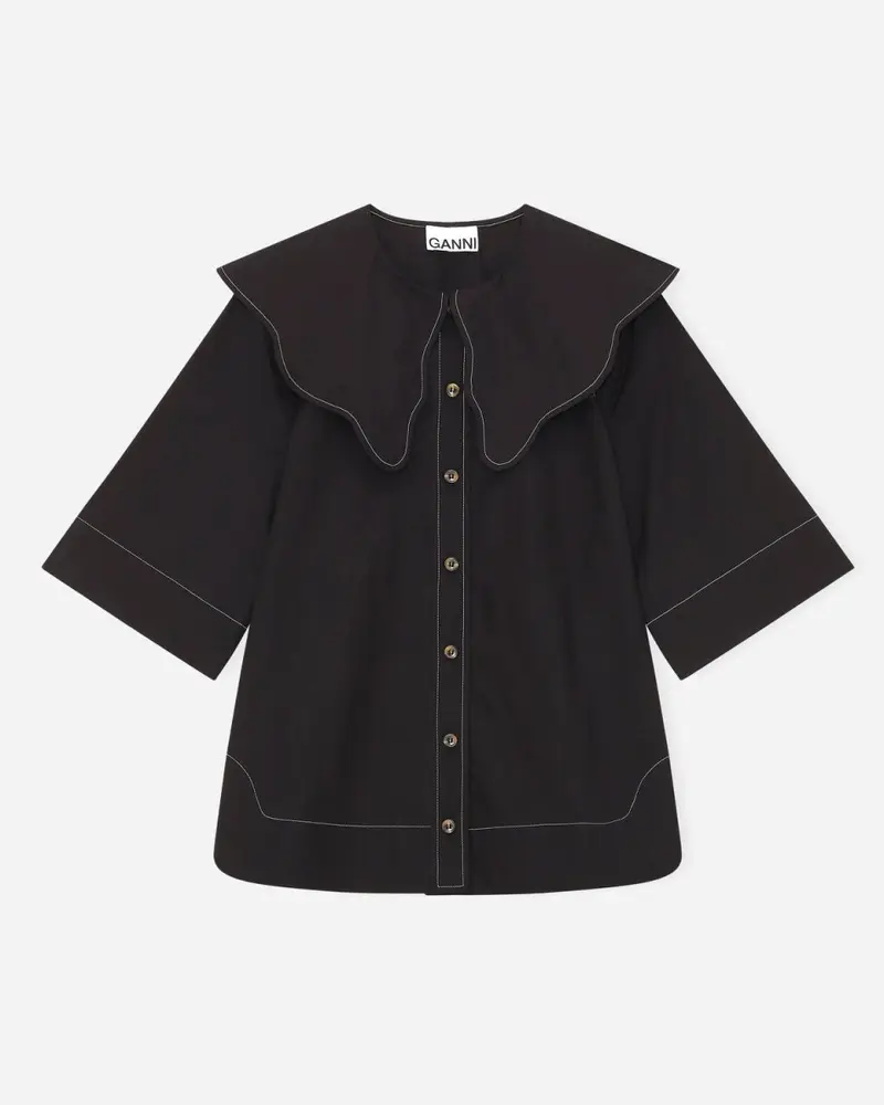Cotton Poplin Shirt - Black
