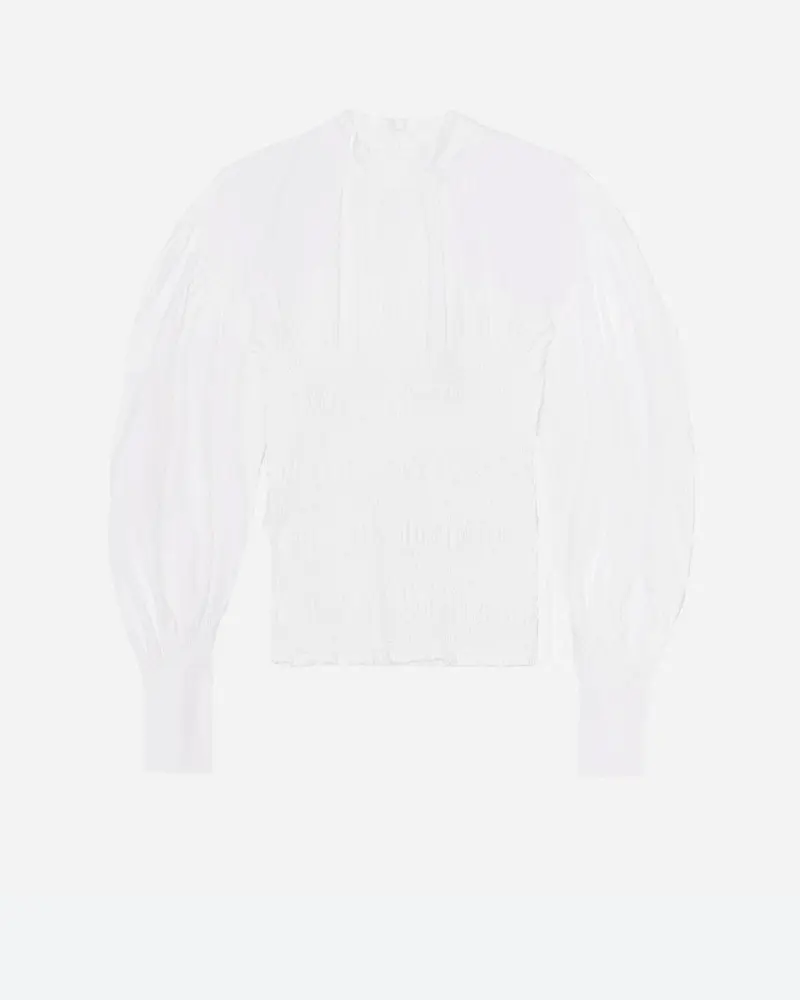 Cotton Poplin Smock Blouse - Bright White