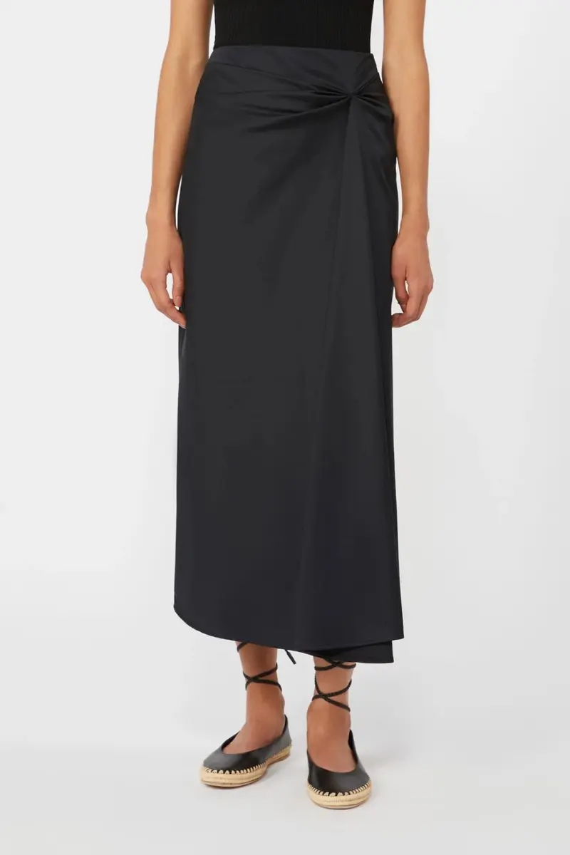 Cotton Satin Skirt Black