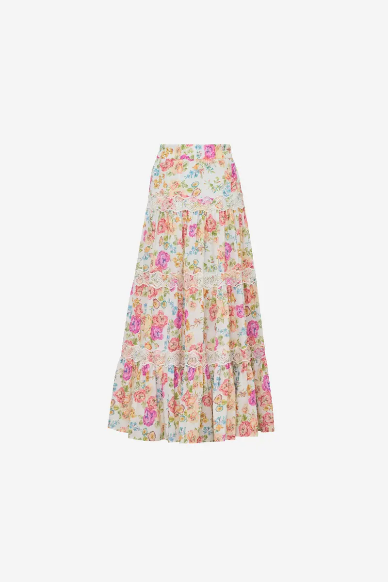 Cotton Slub Maxi Skirt Flora