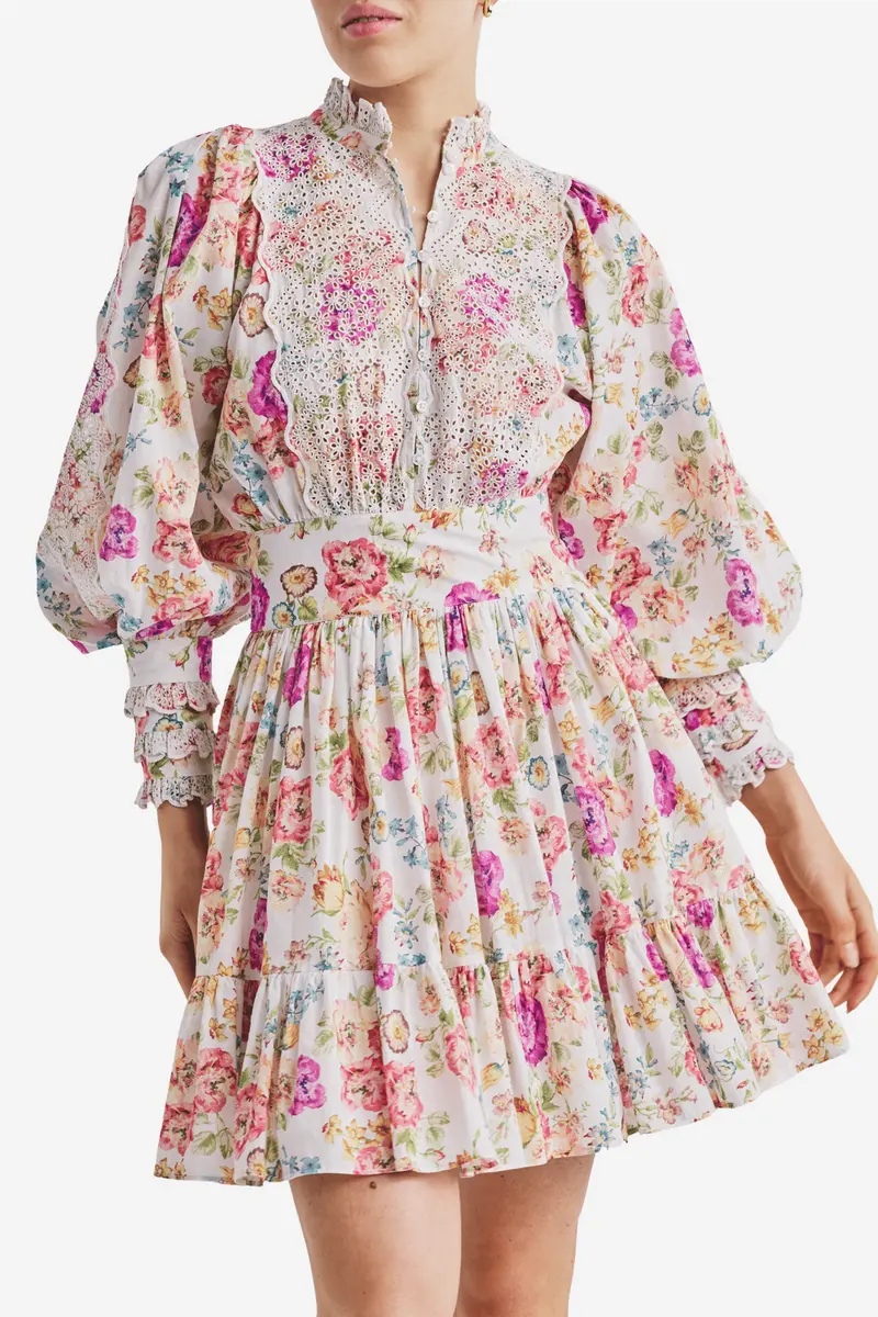 Cotton Slub Mini Dress Flora