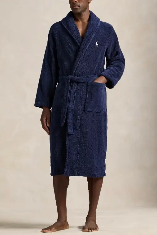Cotton Terry Robe Cruise Navy