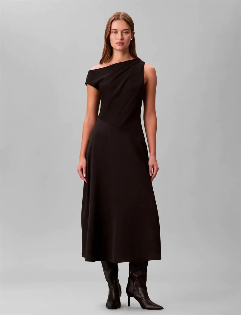 Crepe One Shoulder Dress