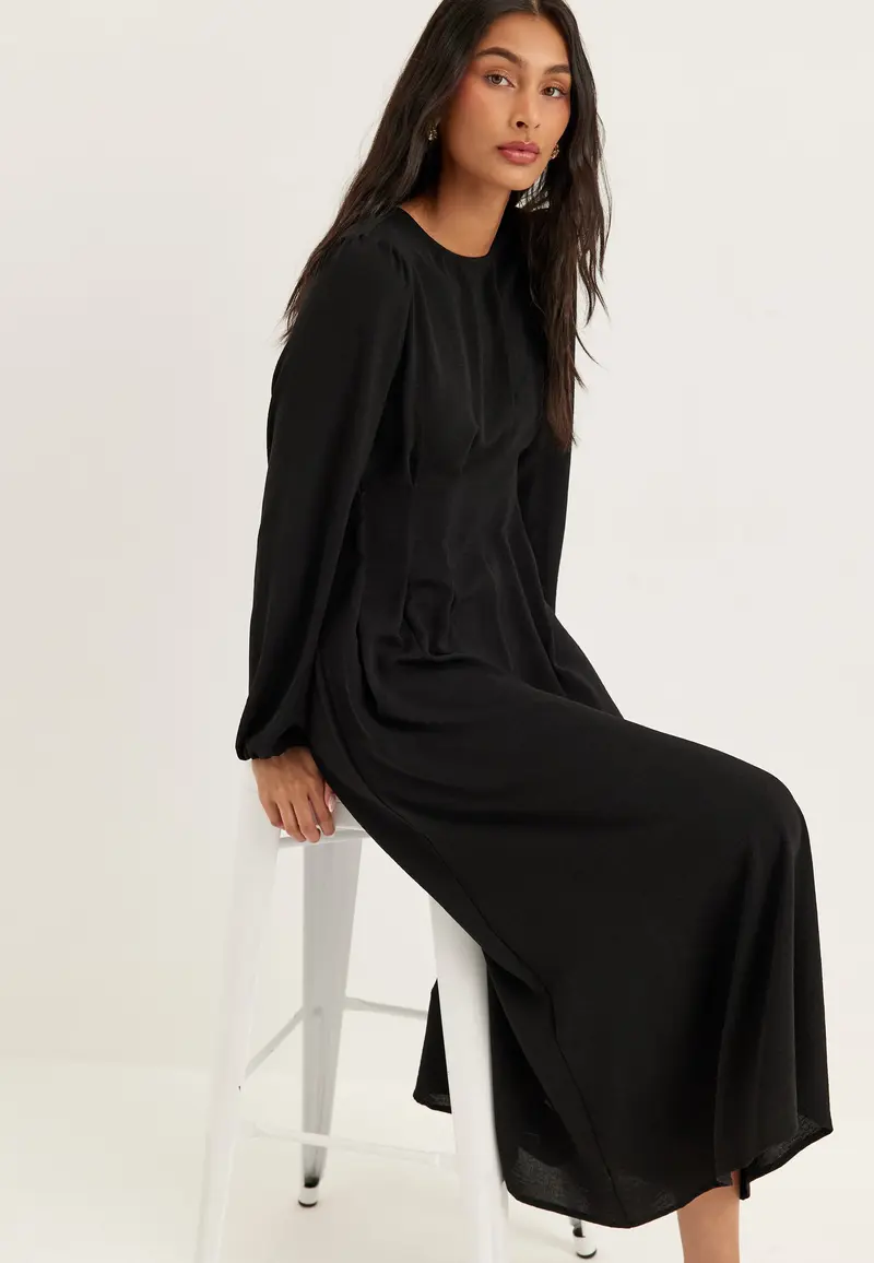 Crepe Pleated Dress