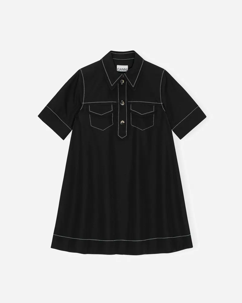 Crepe Sable Mini Dress - Black