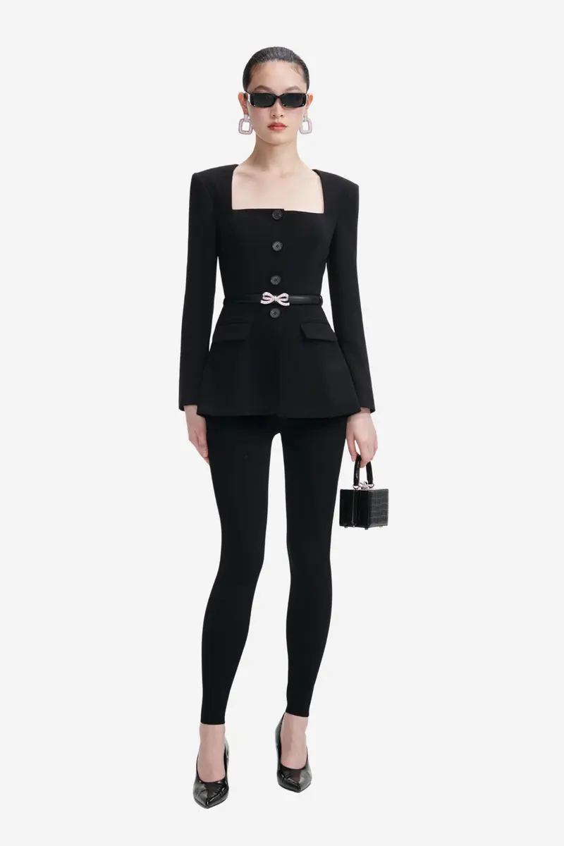 Crepe Tailored Top Black