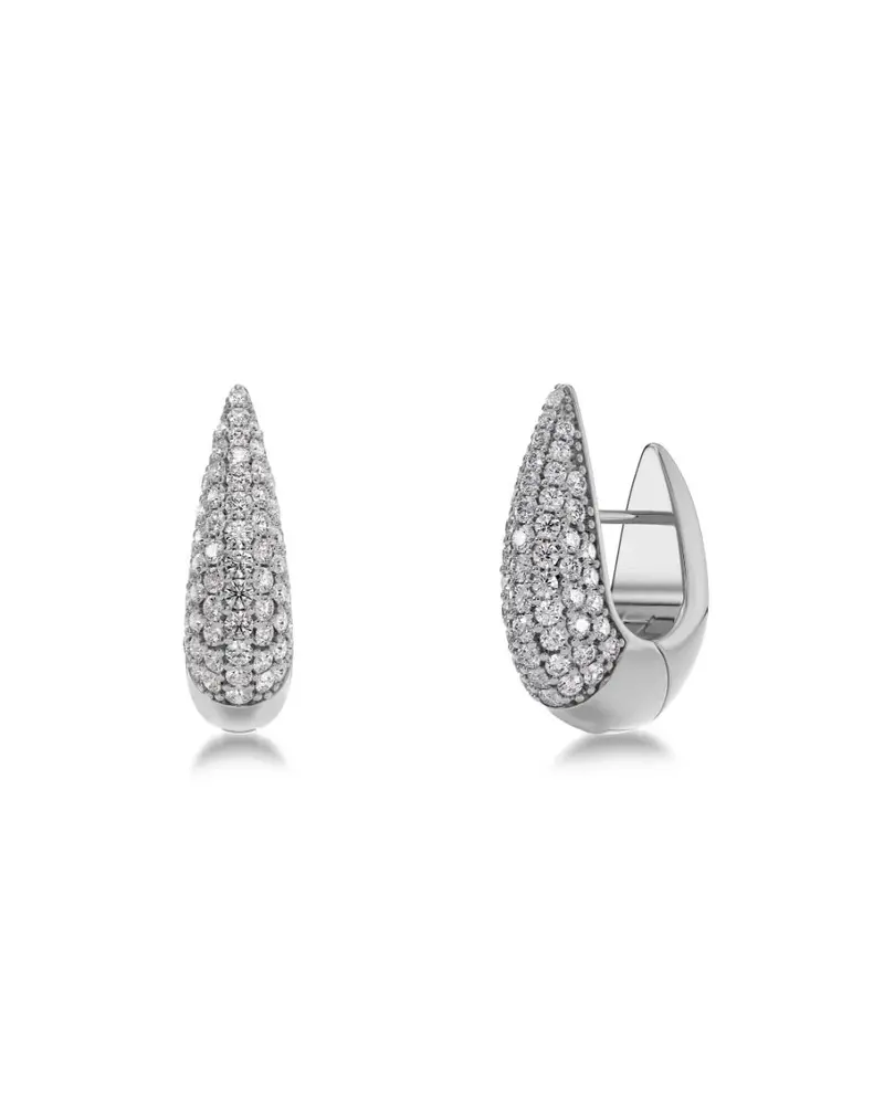 Crest Pave Hoops S Silver