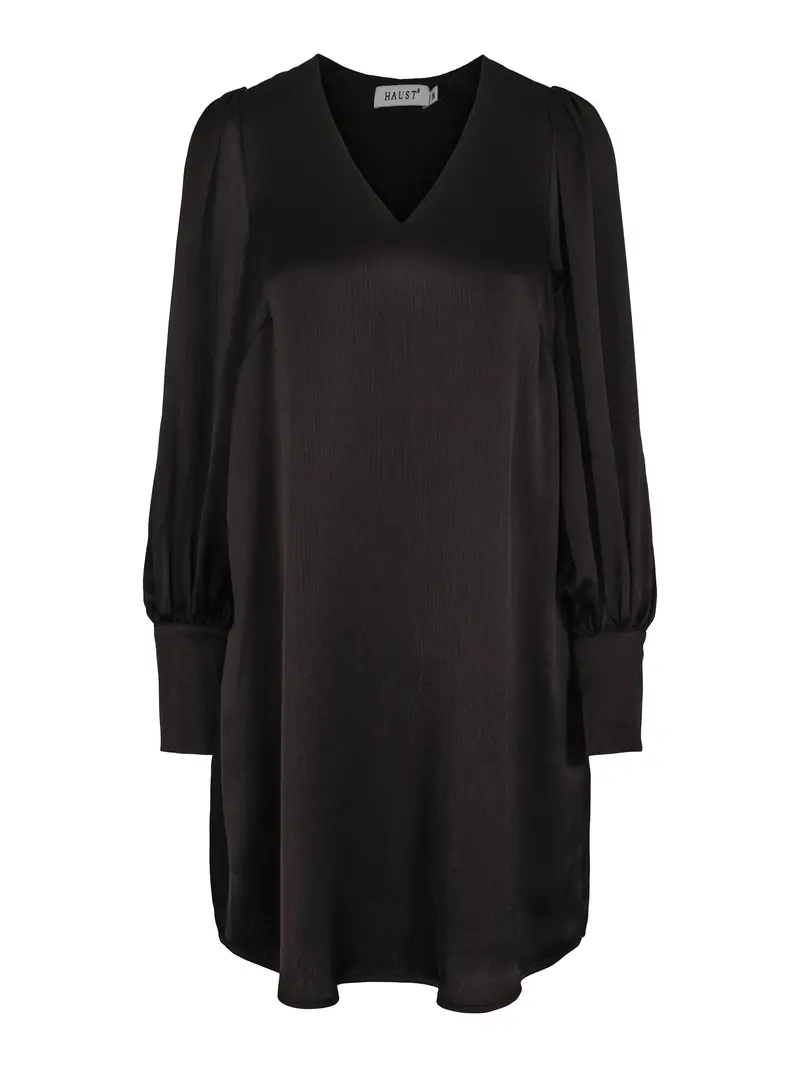 Crinckled satin dress Black