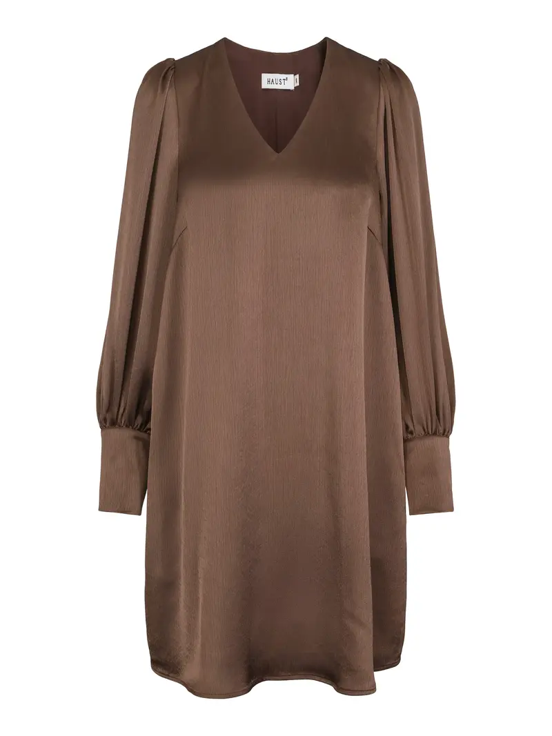 Crinckled satin dress Brown