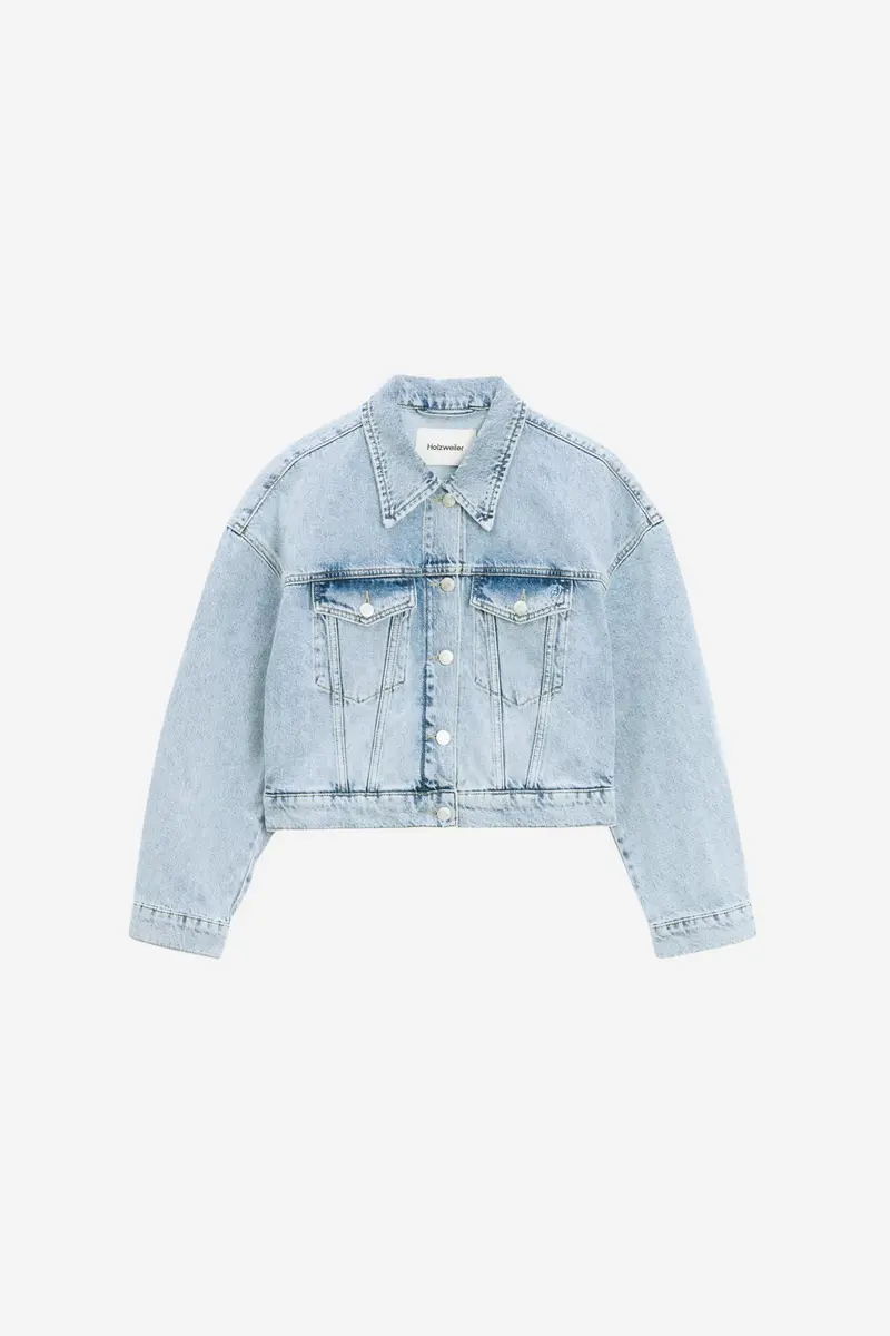 Cropped Denim Jacket Blue Washed