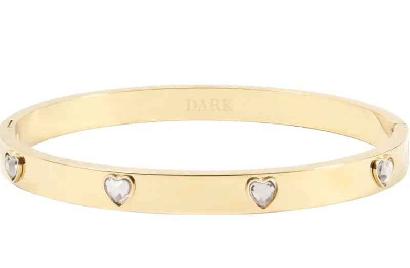 Crystal Heart Bangle Gold