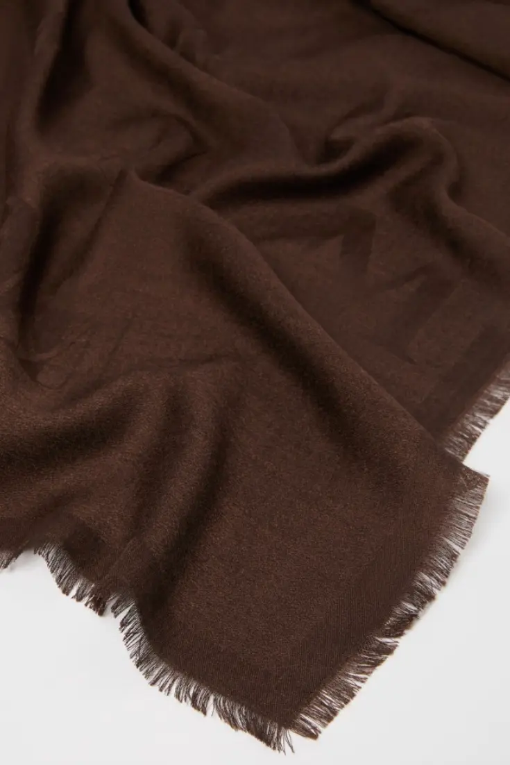 Curvone Jacquard-knit Wool and Silk Scarf Brown