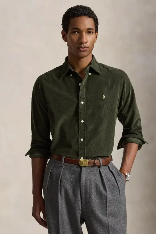 Custom Fit Corduroy Shirt Company Olive