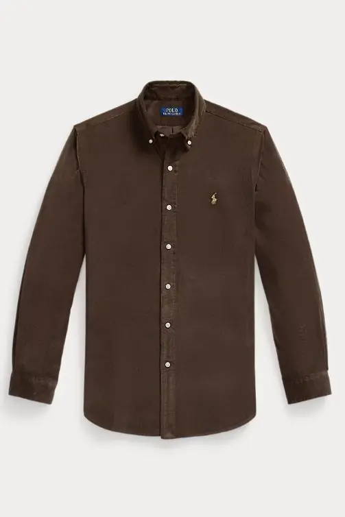 Custom Fit Corduroy Shirt Nutmeg Brown