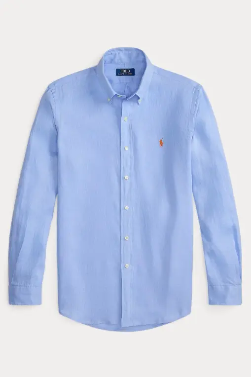 Custom Fit Linen Shirt Austin Blue