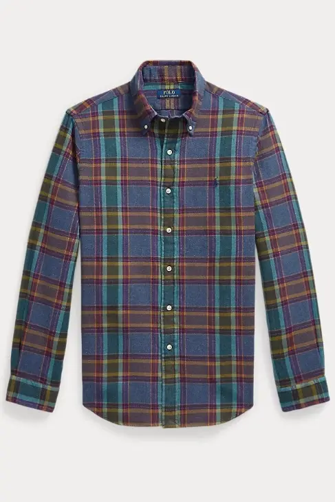 Custom Fit Plaid Flannel Shirt Blue Purple Heather