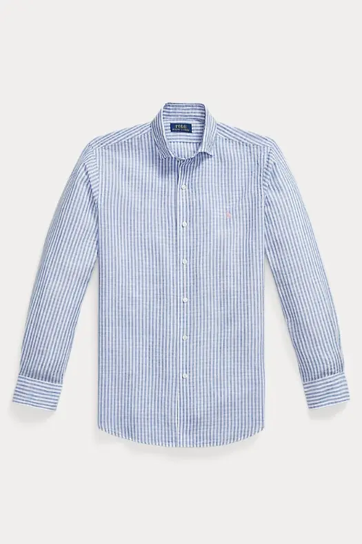 Custom Fit Striped Seersucker Shirt Blue/White