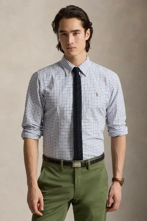 Custom Fit Tattersall Oxford Shirt White/Blue Multi