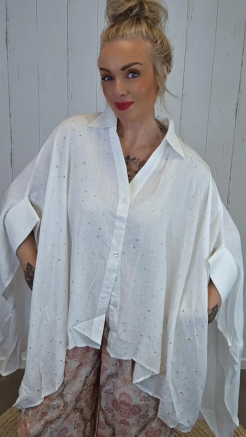 Dalia Poncho skjorte offwhite