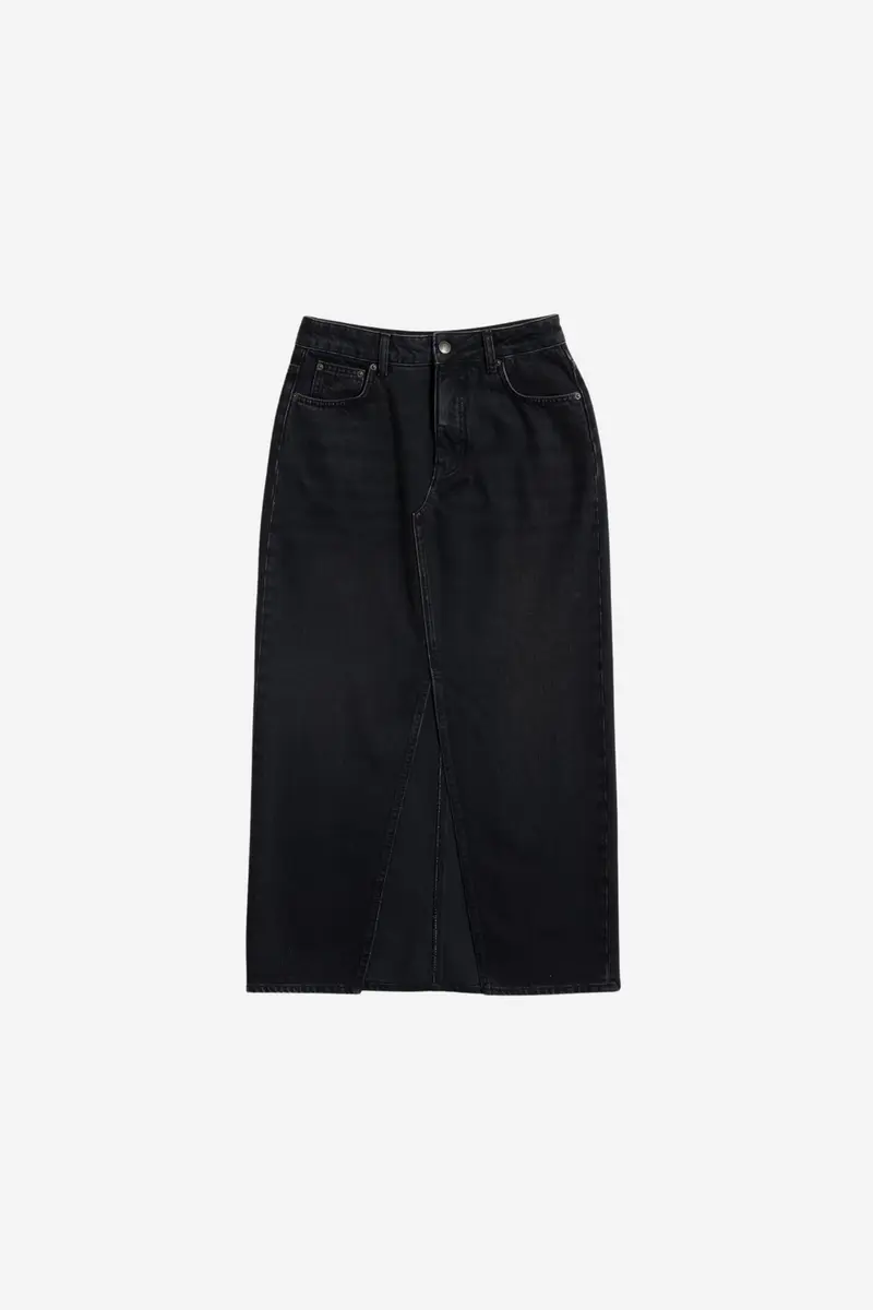 Denim Long Skirt Black