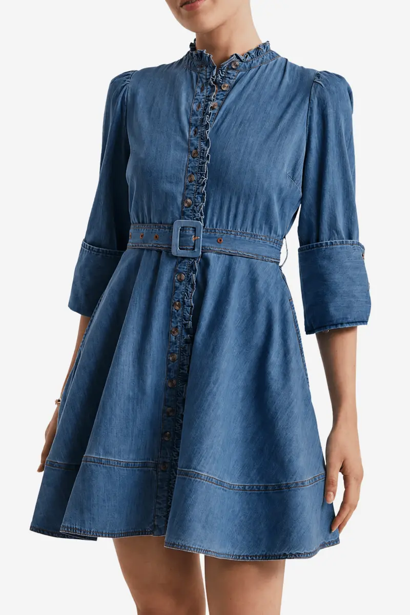 Denim Mini Dress Dark Blue